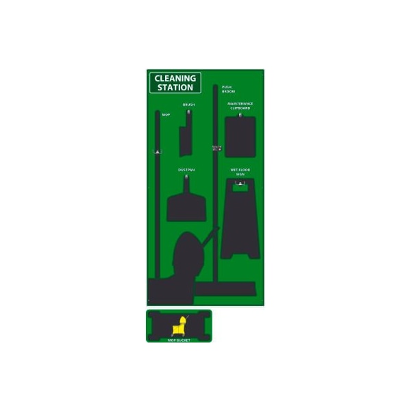 Nmc National Marker Cleaning Station Shadow Board, Green/Black, 72 X 36, Acp, General Purpose Composite - SB146ACP