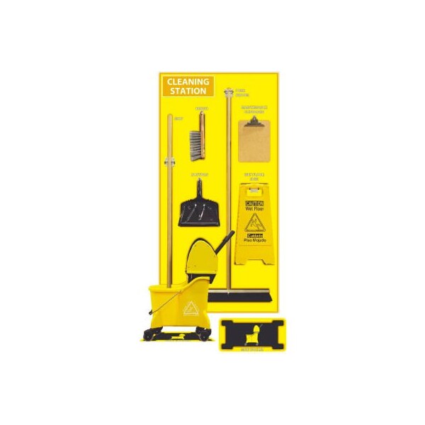 Nmc National Marker Cleaning Station Shadow Board, Combo Kit, Yellow/Black, 72 X 36, Pro Series Acrylic - SBK148FG