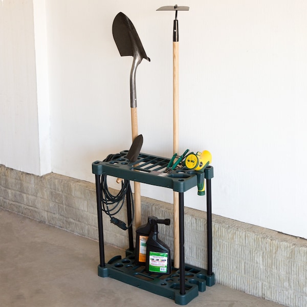 Stalwart Garden Tool Organizer - 23-Inch Rack Holds 30 Tools to Maximize Floor Space by Green - 554665MNC