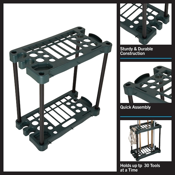 Stalwart Garden Tool Organizer - 23-Inch Rack Holds 30 Tools to Maximize Floor Space by Green - 554665MNC