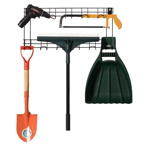 Gardenised Wall Mount Garden Tool Storage Rack Hook On Garage, Garden and Yard, Black - QI004529
