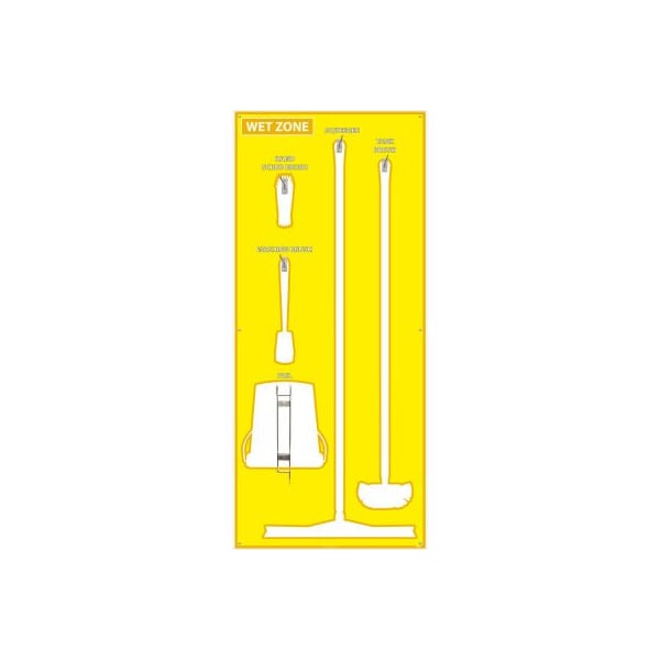 Nmc National Marker Wet Zone Shadow Board, Yellow/White, 68 X 30, Pro Series Acrylic - SB121FG - SB121FG