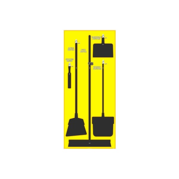 Nmc National Marker Janitorial Shadow Board, Yellow on Black, General Purpose Composite - - SB107ACP