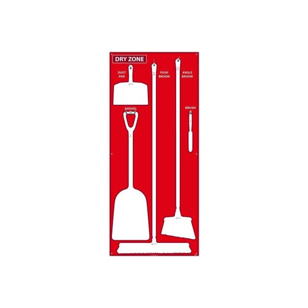 Nmc National Marker Dry Zone Shadow Board, Red/White, 68 X 30, Pro Series Acrylic - - SB125FG