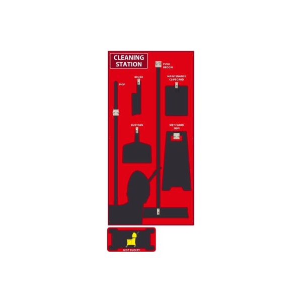 Nmc National Marker Cleaning Station Shadow Board, Red/Black, 72 X 36, Pro Series Acrylic - SB144FG