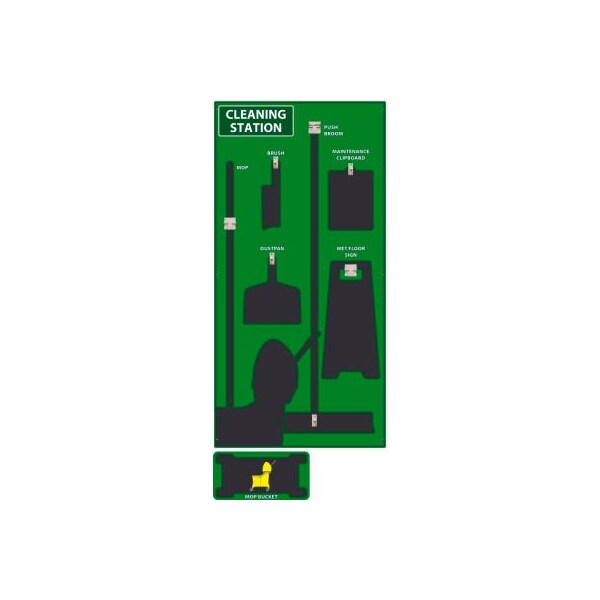 Nmc National Marker Cleaning Station Shadow Board, Green/Black, 72 X 36, Pro Series Acrylic - SB146FG