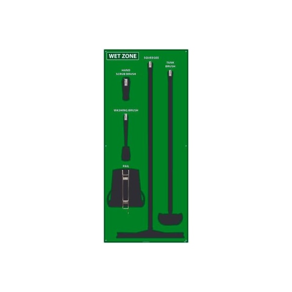 Nmc National Marker Wet Zone Shadow Board, Green/Black, 68 X 30, Pro Series Acrylic - - SB120FG