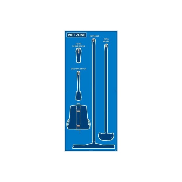Nmc National Marker Wet Zone Shadow Board, Blue/Blue, 68 X 30, Pro Series Acrylic - - SB115FG