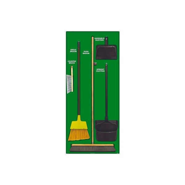 Nmc National Marker Janitorial Shadow Board Combo Kit, Green on Black, General Purpose Composite- - SBK103ACP