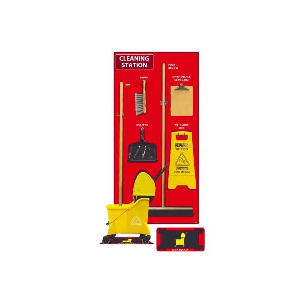 Nmc National Marker Cleaning Station Shadow Board, Combo Kit, Red/Black, 72 X 36, Aluminum - SBK144AL