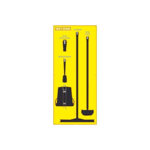 Nmc National Marker Wet Zone Shadow Board, Yellow/Black, 68 X 30, Pro Series Acrylic - - SB124FG