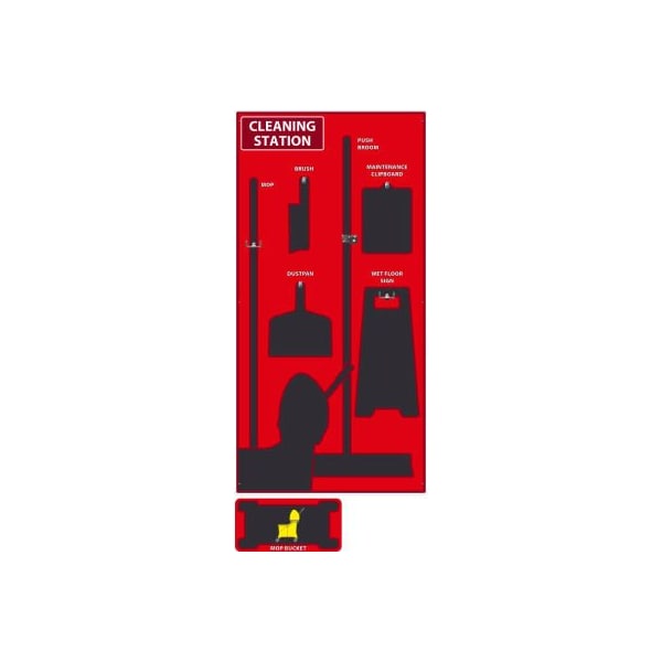 Nmc National Marker Cleaning Station Shadow Board, Red/Black, 72 X 36, Industrial Grade Aluminum - SB144AL