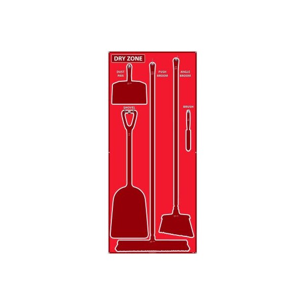 Nmc National Marker Dry Zone Shadow Board, Red/Red, 68 X 30, ACP, Aluminum Composite Panel - - SB126ACP