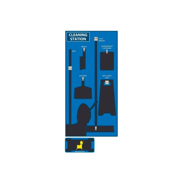 Nmc National Marker Cleaning Station Shadow Board, Blue/Black, 72 X 36, Pro Series Acrylic - SB142FG