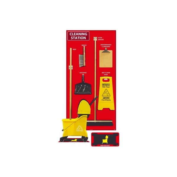 Nmc National Marker Cleaning Station Shadow Board, Combo Kit, Red/Black, 72 X 36, Pro Series Acrylic - SBK144FG