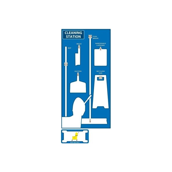 Nmc National Marker Cleaning Station Shadow Board, Blue/White, 72 X 36, Pro Series Acrylic - SB141FG