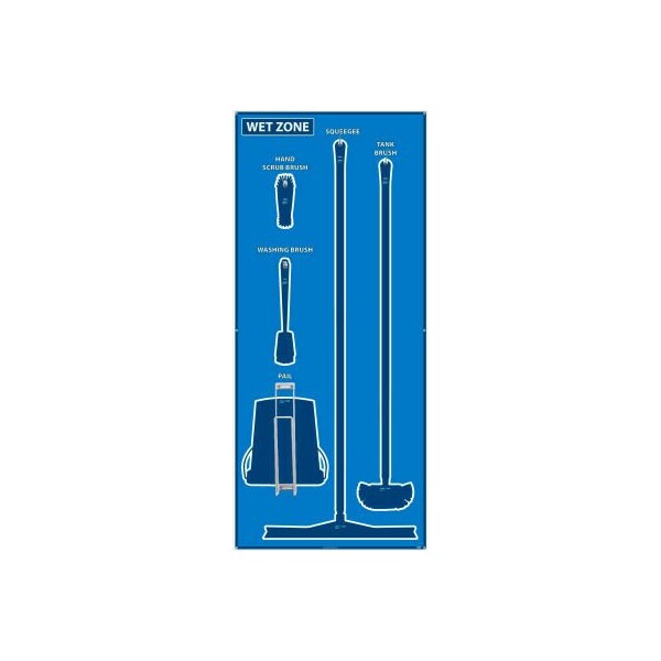 Nmc National Marker Wet Zone Shadow Board, Blue/Blue, 68 X 30, Aluminum - - SB115AL