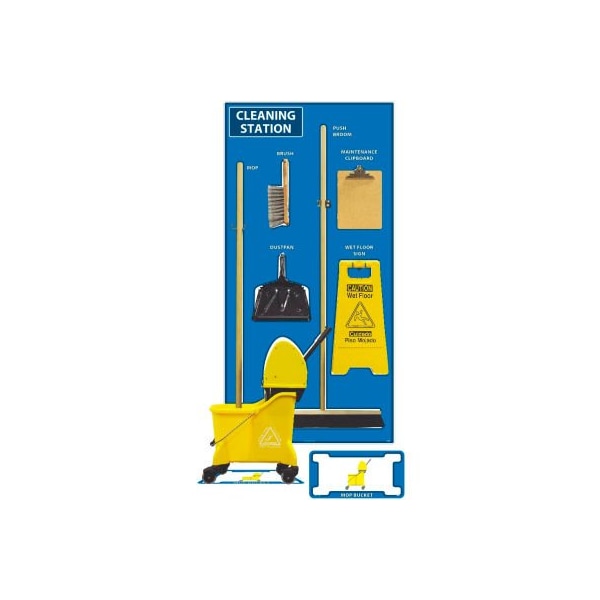 Nmc National Marker Cleaning Station Shadow Board, Combo Kit, Blue/White, 72 X 36, Aluminum - SBK141AL