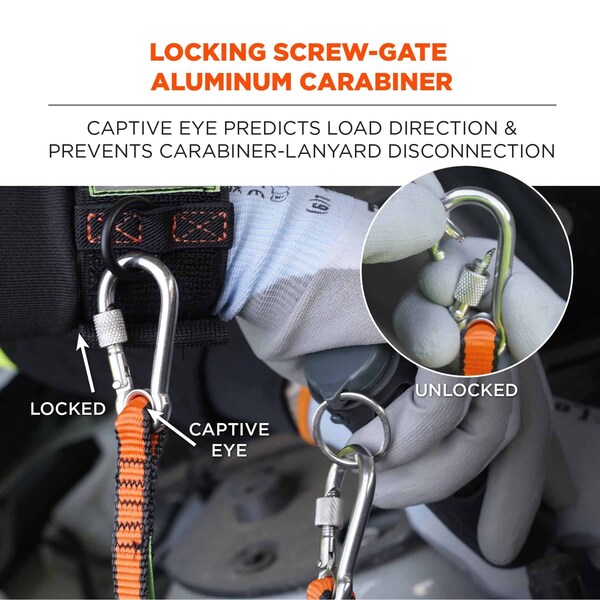 Ergodyne M Orange Web Lanyard with Dual Screwgate Carabiners, 3PK - 3154M