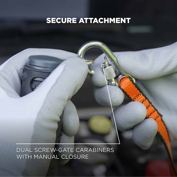 Ergodyne M Orange Web Lanyard with Dual Screwgate Carabiners, 3PK - 3154M