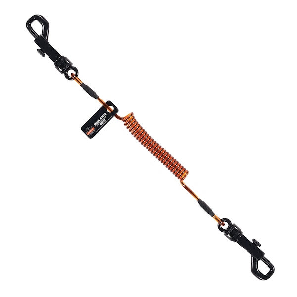 Ergodyne M Orange and Black Coil Lanyard Dual Swivel Hooks, 3PK - 3152M