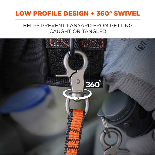 Ergodyne S Orange Web Lanyard Dual Trigger Hooks, 3PK - 3153S