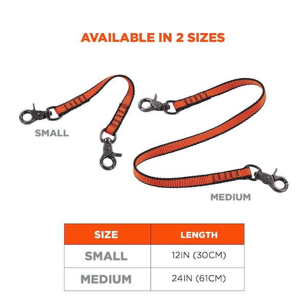 Ergodyne S Orange Web Lanyard Dual Trigger Hooks, 3PK - 3153S