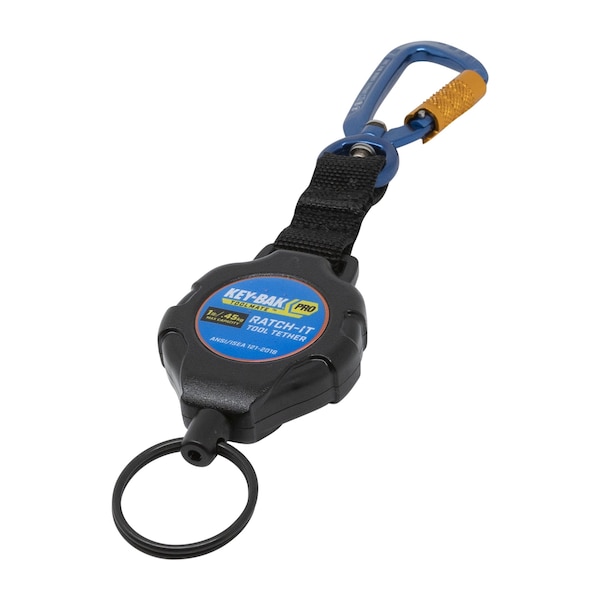 Key-Bak Pro Ratch-It Tool Tether 1 lb, Ratcheting 48 in. Reach, Orange Cord, Cara Anchor, Split Ring Tool Attach - 0KB6-3A433