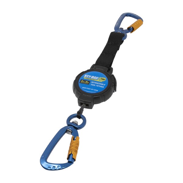 Key-Bak Pro Tool Tether 2 lb, 46 in. Reach, Black Dacron Cord, Carabiner Anchor Attach, Carabiner Tool Attach - 0KB6-2A223