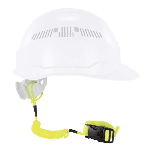 Ergodyne Coil Hard Hat Lanyard, Buckle, 18in.L, Lime - 3157