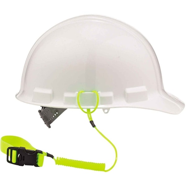 Ergodyne Coil Hard Hat Lanyard, Buckle, 18in.L, Lime - 3157