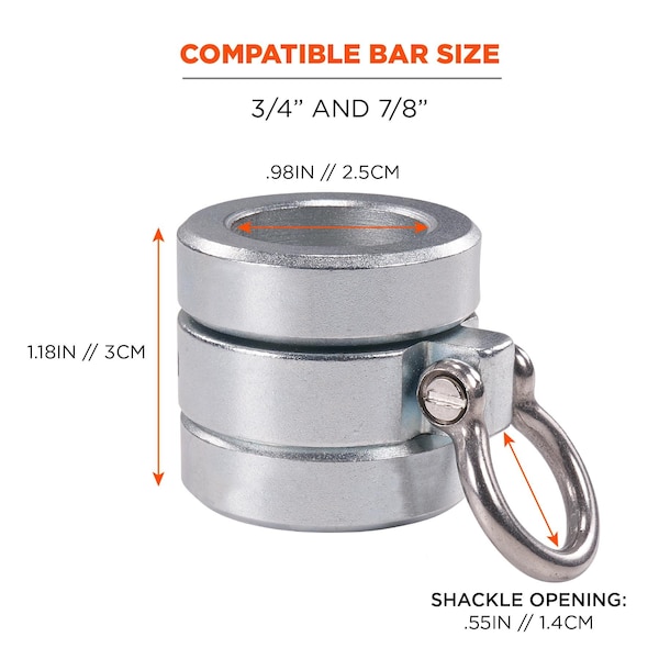 Ergodyne Connecting Bar Lock Collar 3791, Tool Attachment Point, Silver, 0.875 - 3791L