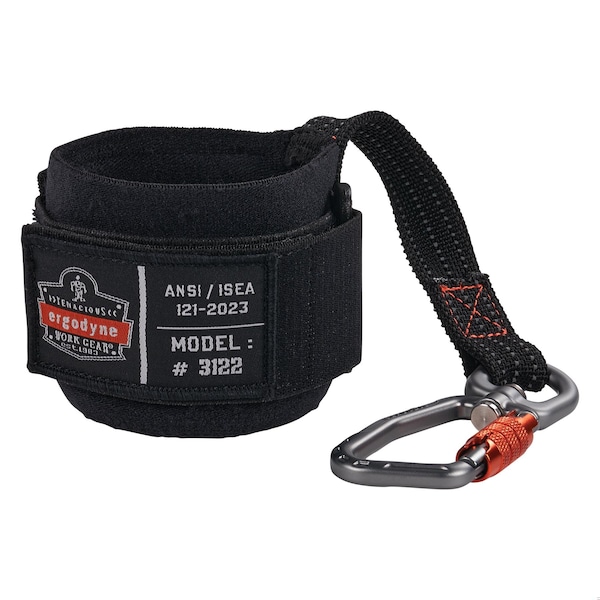 Ergodyne Tool Lanyard, Wrist Pull-On Carabiner Anchor, Black - 3122