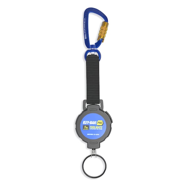 Key-Bak KEYBAK ToolMate Retractable Tether 1 lb., 42 in. Stainless Steel Cable, Carabiner, Split Ring, 5PK - 0KB6-3FAA0