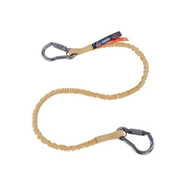 Ergodyne Squids 3121 Cut-Resistant Aramid Tool Lanyard, Dual Carabiners, 10lbs, Standard, Yellow - 19721