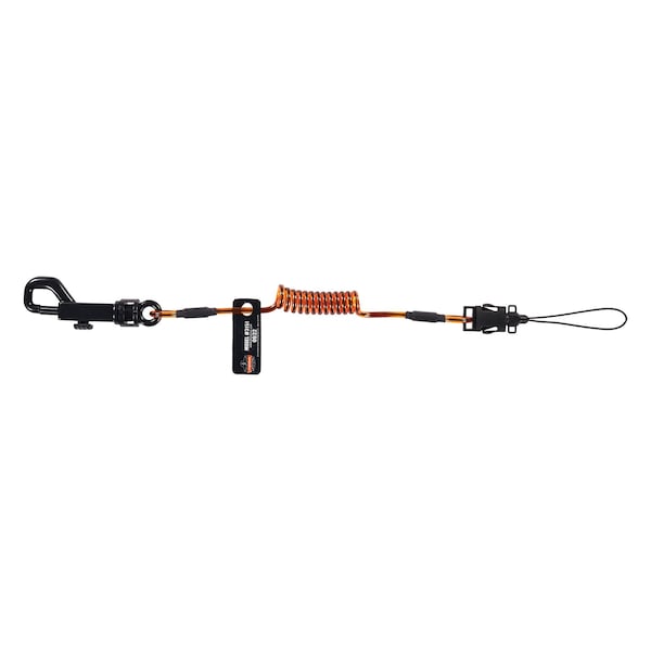 Ergodyne S Orange and Black Coil Lanyard plus Mini Adhesive Mounts HL - 3151S