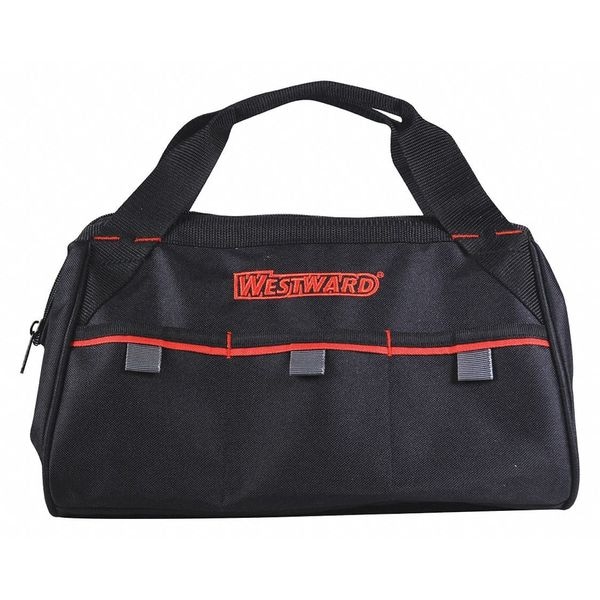 Westward WESTWARD Tool Bag, 3 Outside Pockets, Polyester, Black, 13" W x 9" D x 8" H - 53JW42
