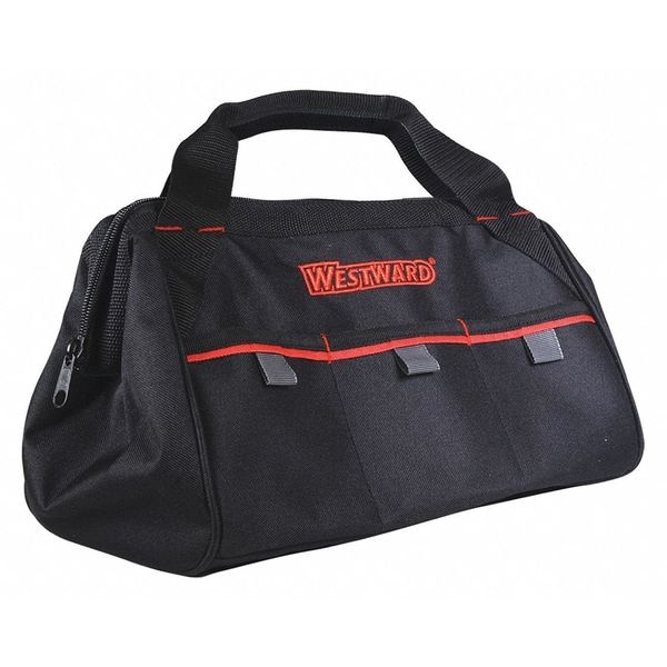 Westward WESTWARD Tool Bag, 3 Outside Pockets, Polyester, Black, 13" W x 9" D x 8" H - 53JW42