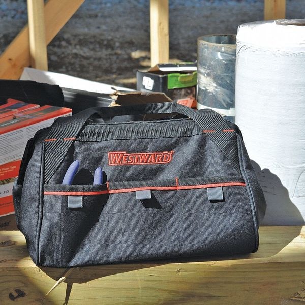 Westward WESTWARD Tool Bag, 3 Outside Pockets, Polyester, Black, 13" W x 9" D x 8" H - 53JW42