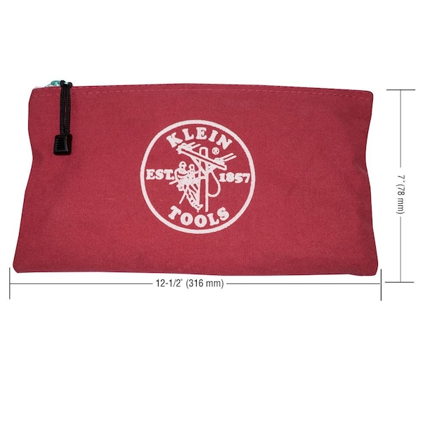 Klein Tools Zipper Bags, Canvas Tool Pouches Brown/Black/Gray/Red, 4-Pack - 5141