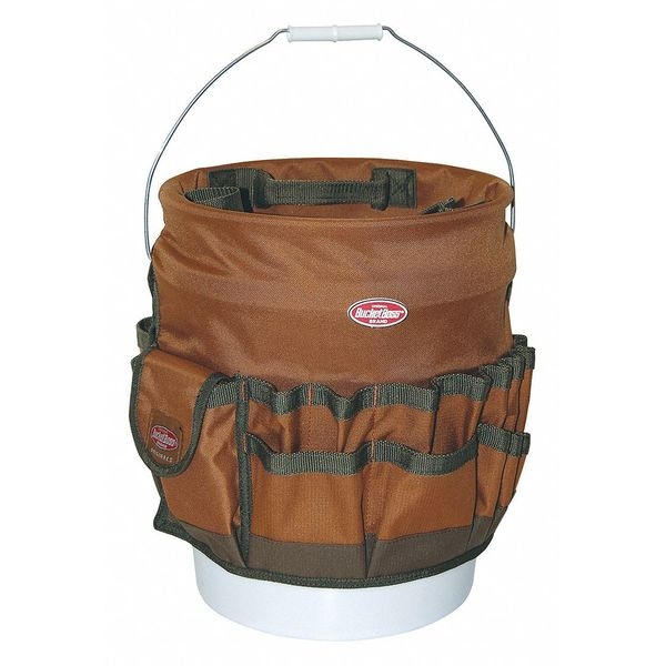 Bucket Boss Bucketeer 5 Gal. Bucket Tool Organizer, Brown, 600 Poly Ripstop Fabric, 30 Pockets - 10030