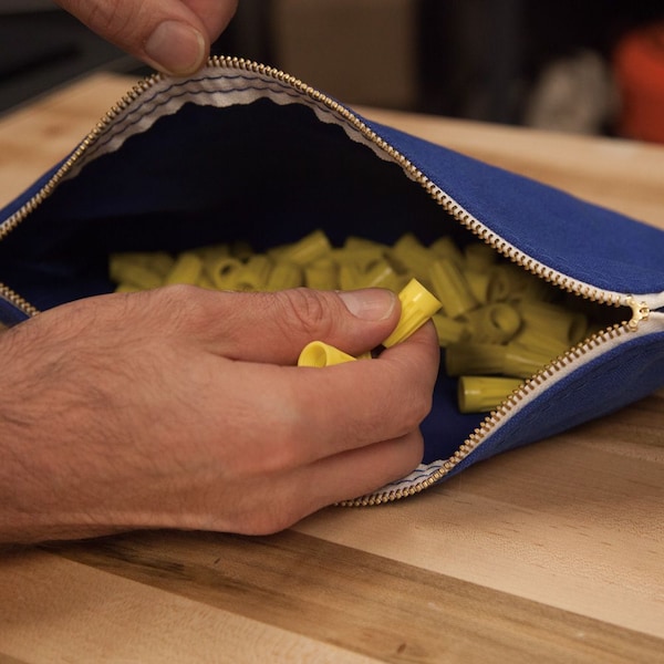 Klein Tools Zipper Bags, Canvas Tool Pouches Olive/Orange/Blue/Yellow, 4-Pack - 5140