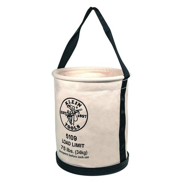 Klein Tools Canvas Bucket, Wide-Opening, Straight-Wall, Molded Bottom, 12-Inch - 5109
