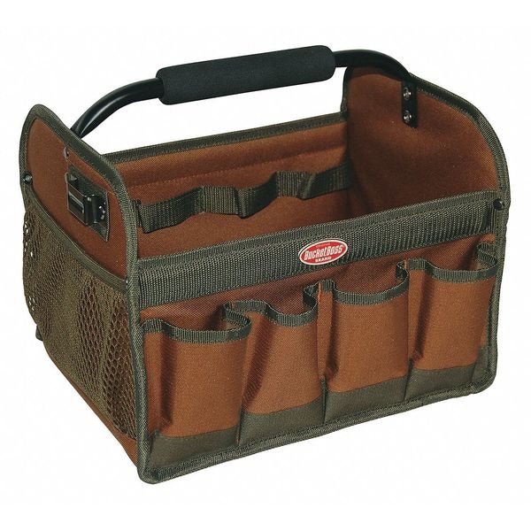 Bucket Boss Tool Tote, Hard, 23 Pocket, 12 x 10 x 11, Double Wall 600 Poly Ripstop Fabric, 23 Pockets - 70012