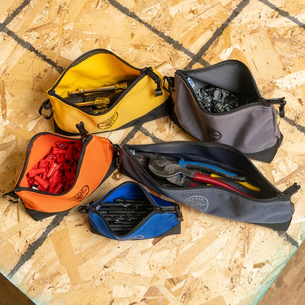 Klein Tools Tool Bag, Orange/Black, Yellow/Black, Light Gray/Black, Blue/Black, Dark Gray/Black - 55569
