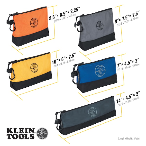 Klein Tools Tool Bag, Orange/Black, Yellow/Black, Light Gray/Black, Blue/Black, Dark Gray/Black - 55569
