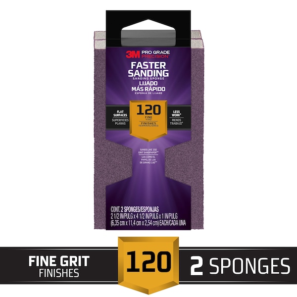 Esponja para lijar 3M, Fina, 4 1/2"L, 2 1/2"W - 24001PGP-F-2