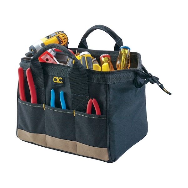 Custom Leathercraft CLC 8.5 in. W X 8 in. H Polyester Tool Bag 14 pocket Black/Tan 1 pc - 1161