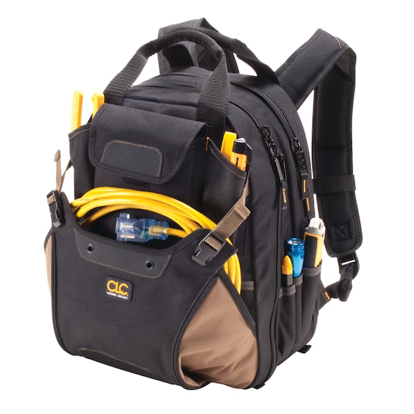 Clc Work Gear CLC 7.5 in. W X 16 in. H Polyester Backpack Tool Bag 44 pocket Black/Tan 1 pc - 1134