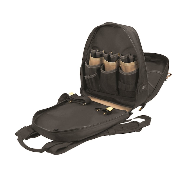 Clc Work Gear CLC 7.5 in. W X 16 in. H Polyester Backpack Tool Bag 44 pocket Black/Tan 1 pc - 1134
